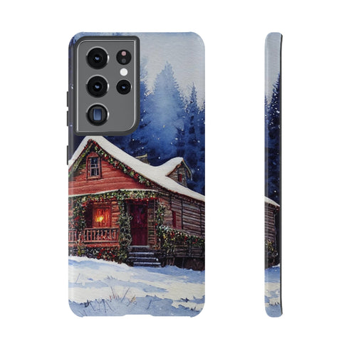 Cozy Christmas Cabin in the Snow - Impact Resistant Phone Case Samsung Galaxy S21 Ultra Glossy